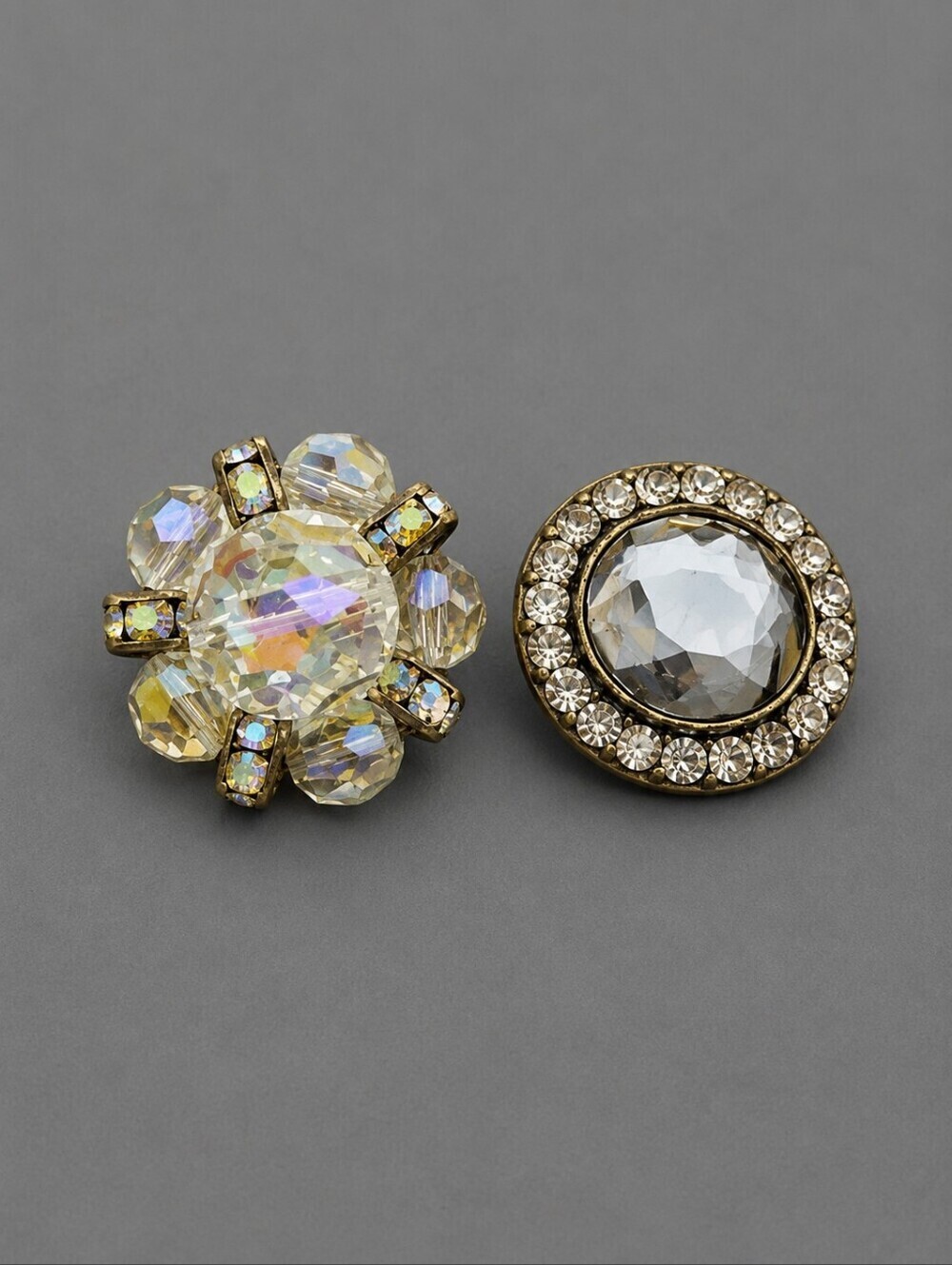 Vintage Mismatched Aurora Borealis Beaded Post Earrings